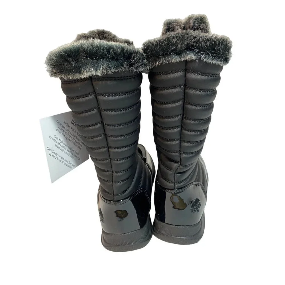 New Totes Everest Women's Size 9M Black Snow Boots‎ Double Zippers Quilted Look